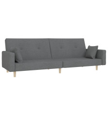 Dvivietė sofa-lova su dvejomis pagalvėmis, pilka, audinys