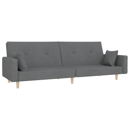 Dvivietė sofa-lova su dvejomis pagalvėmis, pilka, audinys