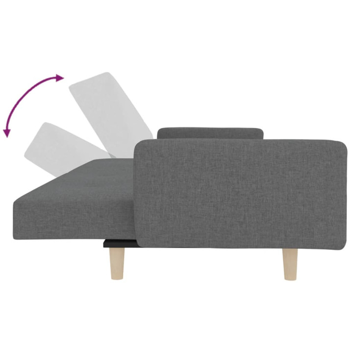 Dvivietė sofa-lova su dvejomis pagalvėmis, pilka, audinys