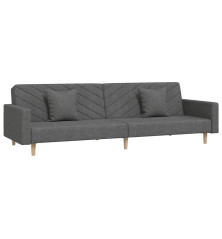 Dvivietė sofa-lova su dvejomis pagalvėmis, pilka, audinys