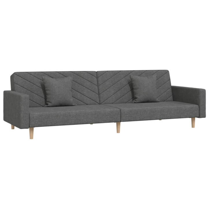 Dvivietė sofa-lova su dvejomis pagalvėmis, pilka, audinys