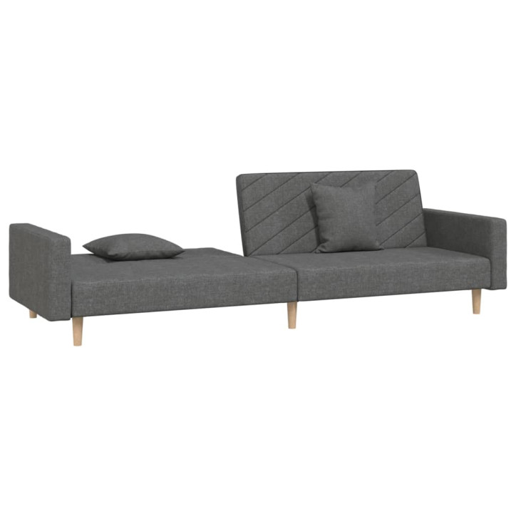 Dvivietė sofa-lova su dvejomis pagalvėmis, pilka, audinys