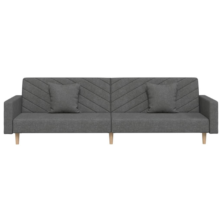 Dvivietė sofa-lova su dvejomis pagalvėmis, pilka, audinys