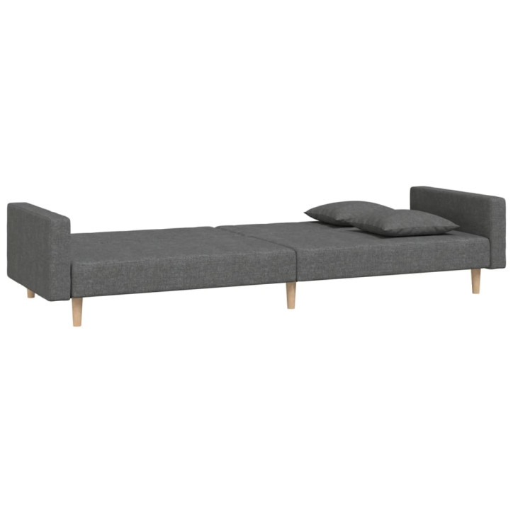 Dvivietė sofa-lova su dvejomis pagalvėmis, pilka, audinys