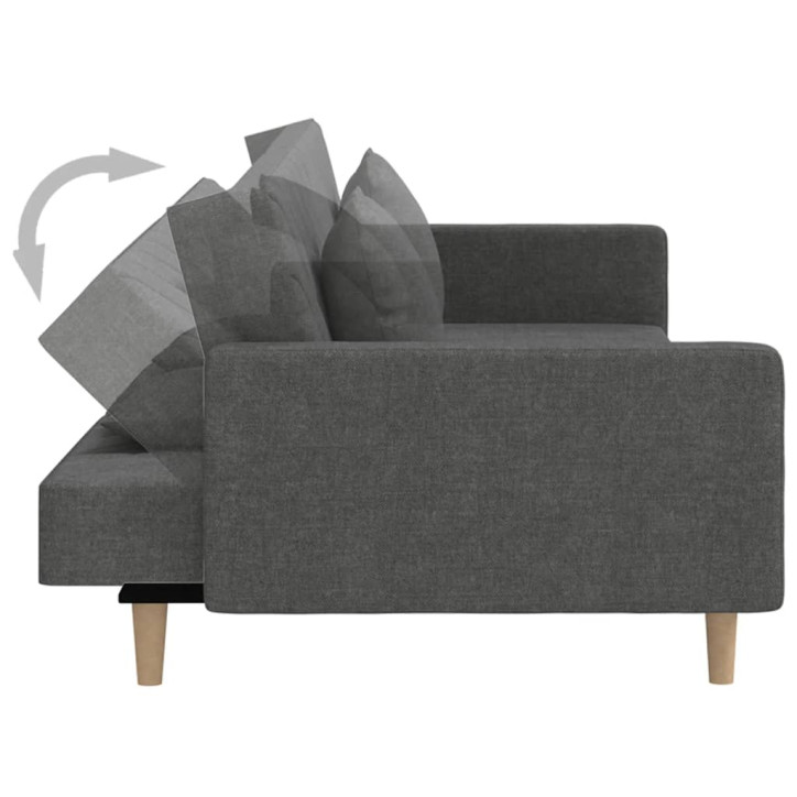 Dvivietė sofa-lova su dvejomis pagalvėmis, pilka, audinys