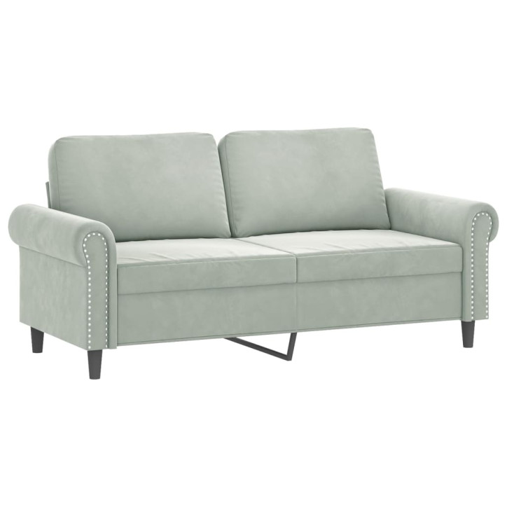 Dvivietė sofa su pagalvėlėmis, šviesiai pilka, 140cm, aksomas