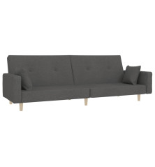 Dvivietė sofa-lova su dvejomis pagalvėmis, pilka, audinys