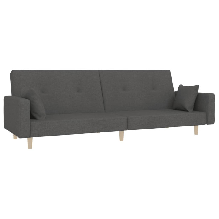 Dvivietė sofa-lova su dvejomis pagalvėmis, pilka, audinys