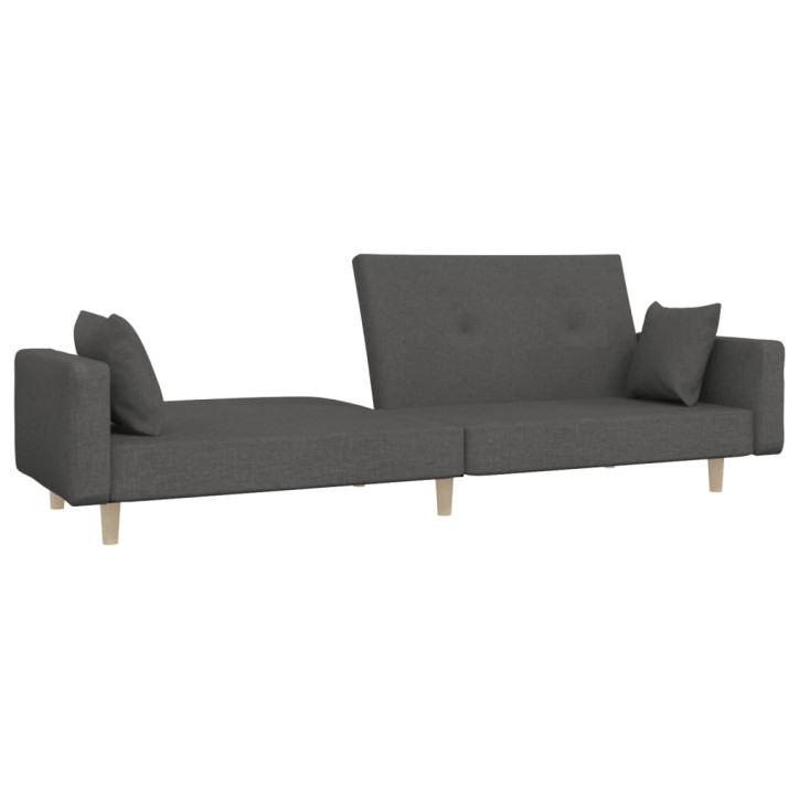 Dvivietė sofa-lova su dvejomis pagalvėmis, pilka, audinys