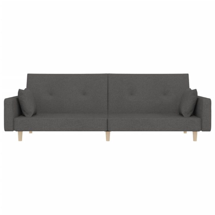 Dvivietė sofa-lova su dvejomis pagalvėmis, pilka, audinys