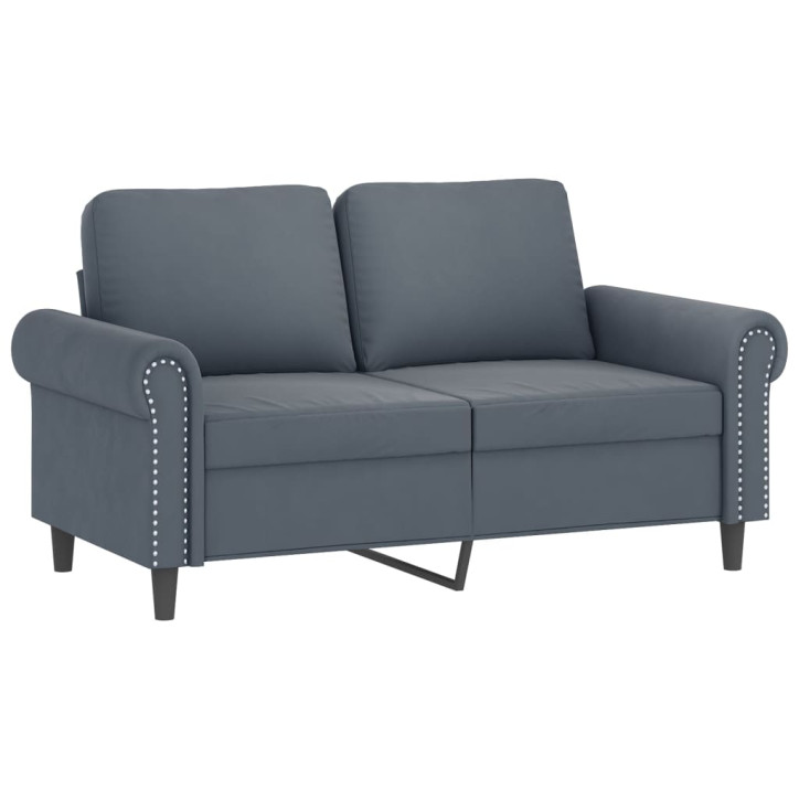 Dvivietė sofa su pagalvėlėmis, tamsiai pilka, 120cm, aksomas