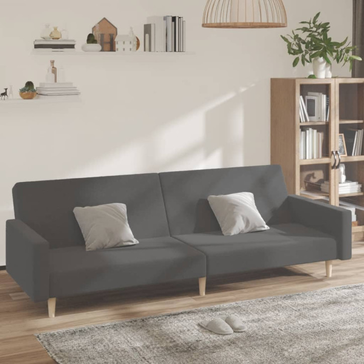 Dvivietė sofa-lova, šviesiai pilkos spalvos, audinys