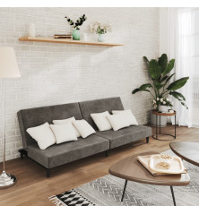 Dvivietė sofa-lova, tamsiai pilkos spalvos, aksomas