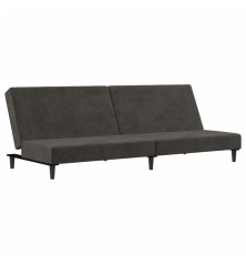 Dvivietė sofa-lova, tamsiai pilkos spalvos, aksomas