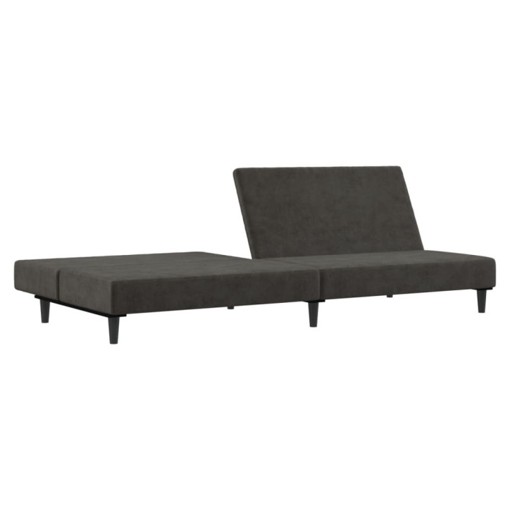 Dvivietė sofa-lova, tamsiai pilkos spalvos, aksomas