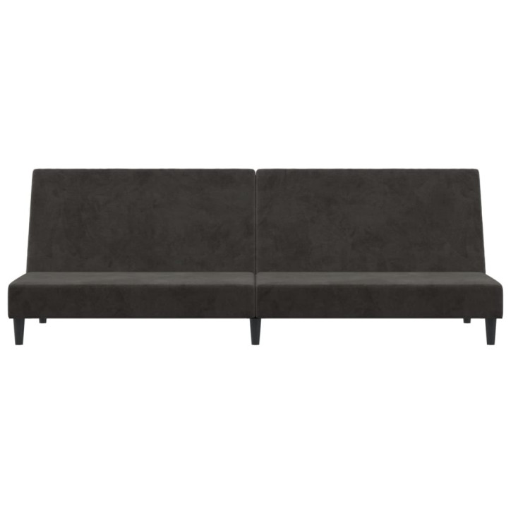 Dvivietė sofa-lova, tamsiai pilkos spalvos, aksomas