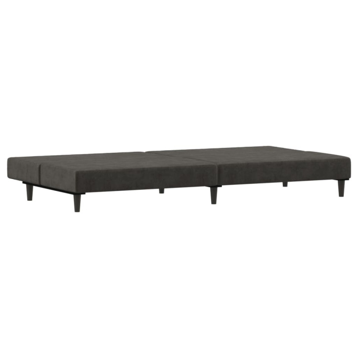 Dvivietė sofa-lova, tamsiai pilkos spalvos, aksomas