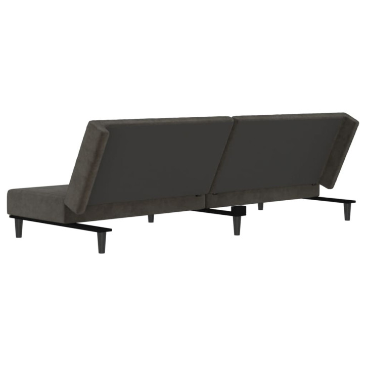 Dvivietė sofa-lova, tamsiai pilkos spalvos, aksomas