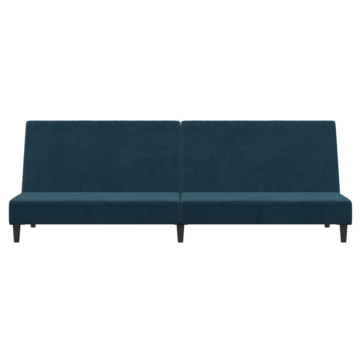 Dvivietė sofa-lova, mėlynos spalvos, aksomas