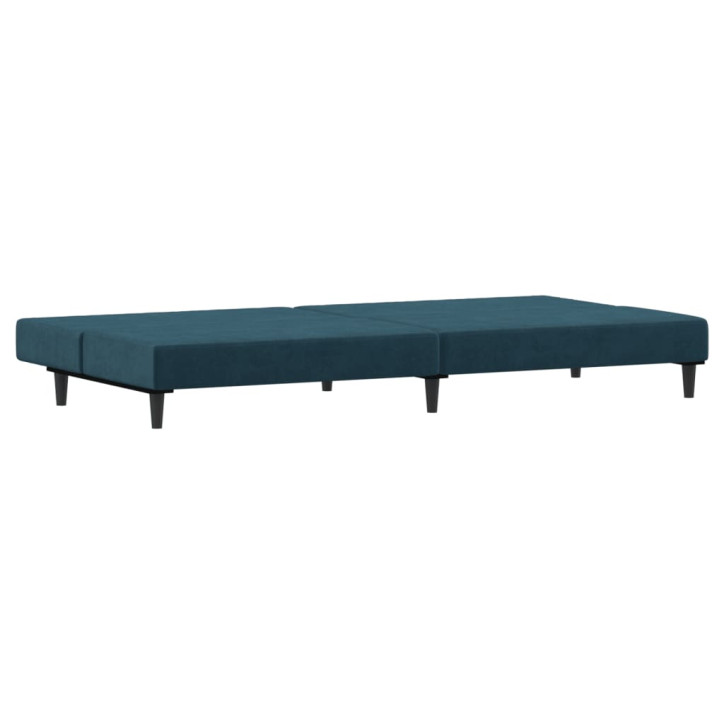 Dvivietė sofa-lova, mėlynos spalvos, aksomas