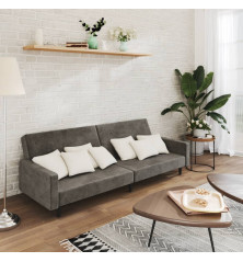 Dvivietė sofa-lova, tamsiai pilkos spalvos, aksomas