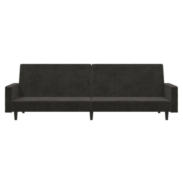 Dvivietė sofa-lova, tamsiai pilkos spalvos, aksomas