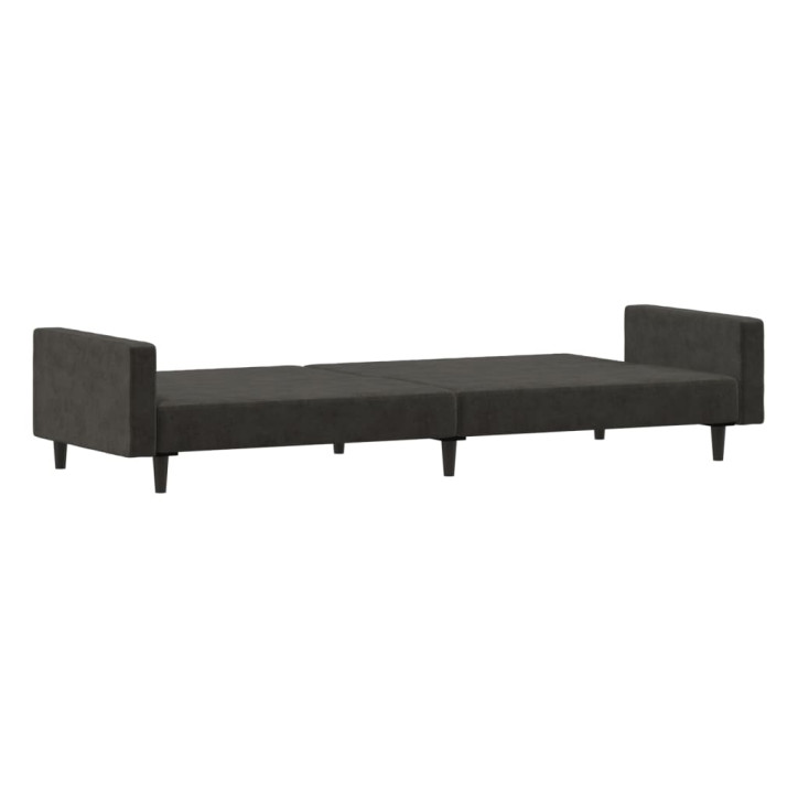 Dvivietė sofa-lova, tamsiai pilkos spalvos, aksomas