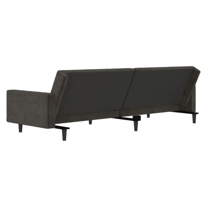 Dvivietė sofa-lova, tamsiai pilkos spalvos, aksomas