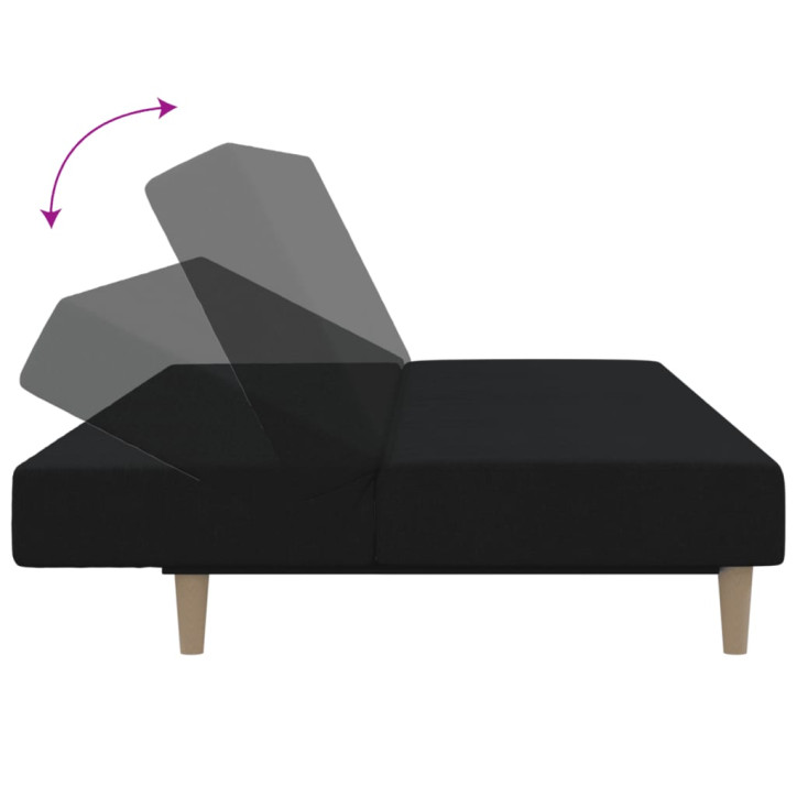 Dvivietė sofa-lova, juodos spalvos, audinys