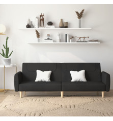 Dvivietė sofa-lova, juodos spalvos, audinys