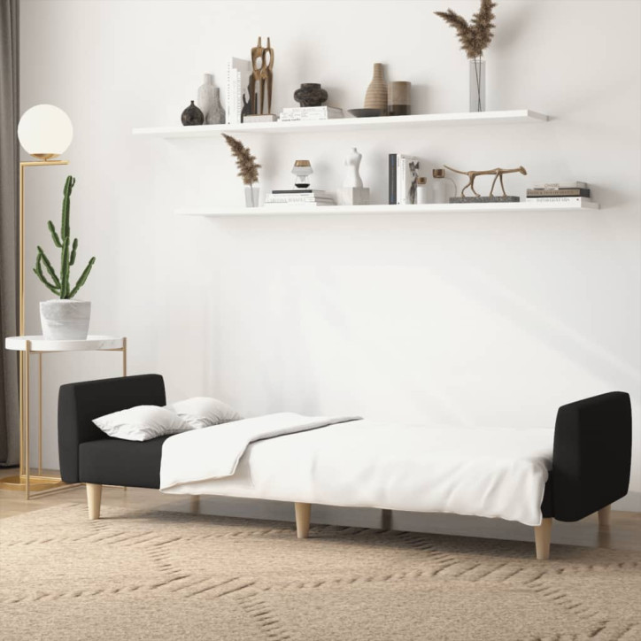 Dvivietė sofa-lova, juodos spalvos, audinys