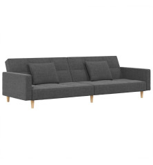 Dvivietė sofa-lova su dvejomis pagalvėmis, pilka, audinys