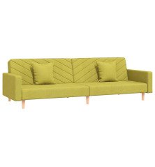 Dvivietė sofa-lova su dvejomis pagalvėmis, žalia, audinys