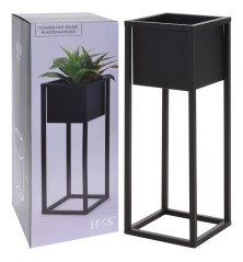 Home&Styling Vazonas gėlėms ant stovo, juodos spalvos, 60cm, metalas