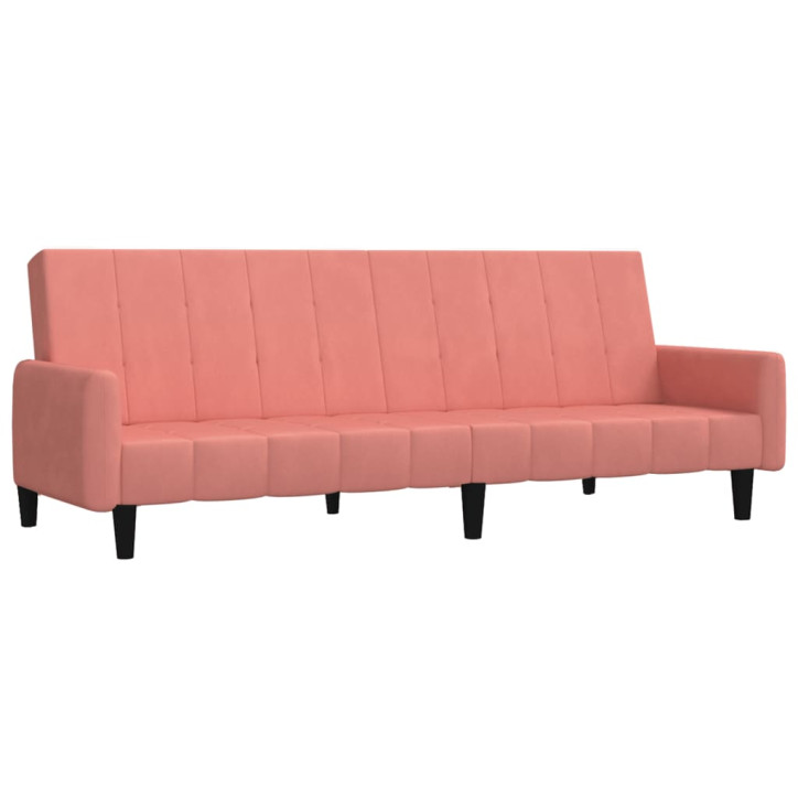 Dvivietė sofa-lova, rožinės spalvos, aksomas