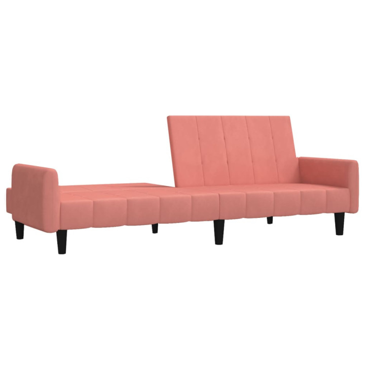 Dvivietė sofa-lova, rožinės spalvos, aksomas