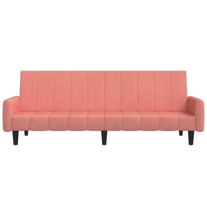 Dvivietė sofa-lova, rožinės spalvos, aksomas