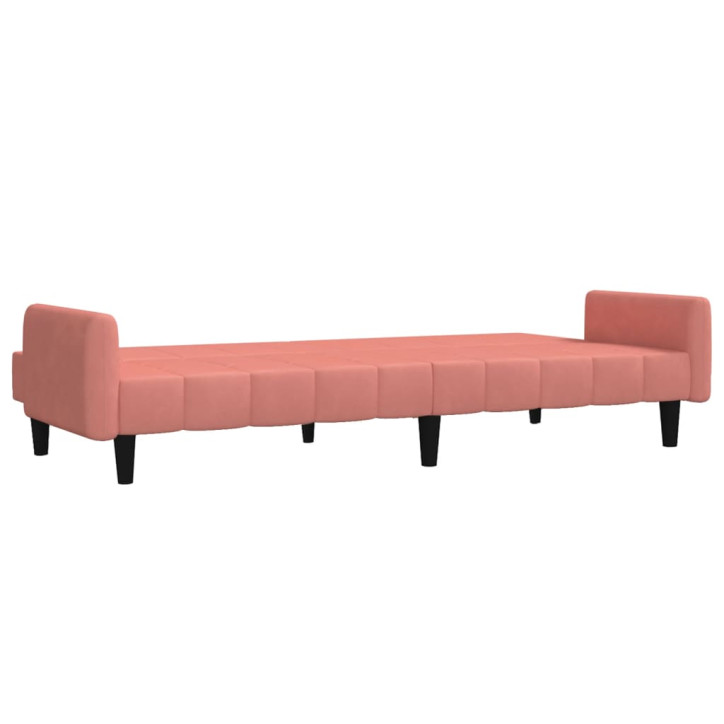 Dvivietė sofa-lova, rožinės spalvos, aksomas