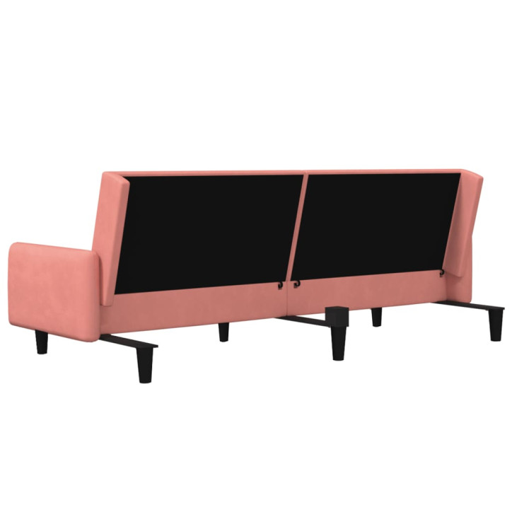 Dvivietė sofa-lova, rožinės spalvos, aksomas