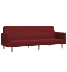 Dvivietė sofa-lova, raudonojo vyno spalvos, audinys