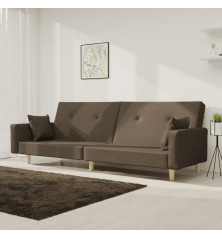 Dvivietė sofa-lova su dvejomis pagalvėmis, taupe, audinys