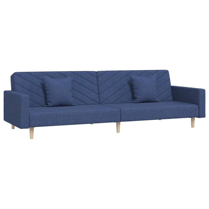 Dvivietė sofa-lova su dvejomis pagalvėmis, mėlyna, audinys