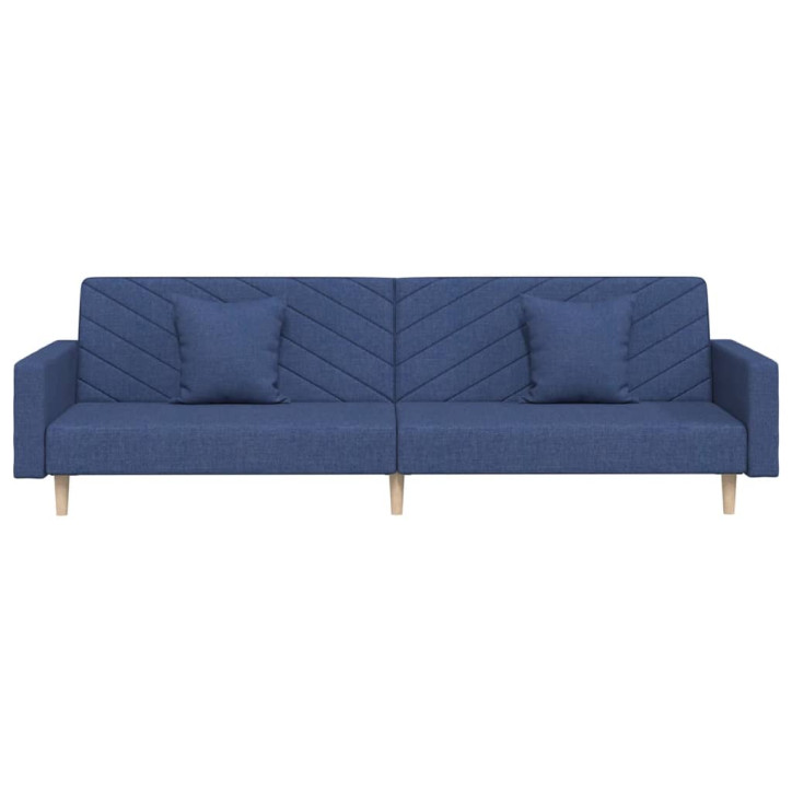 Dvivietė sofa-lova su dvejomis pagalvėmis, mėlyna, audinys