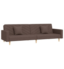 Dvivietė sofa-lova su dvejomis pagalvėmis, taupe, audinys