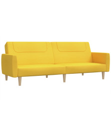 Dvivietė sofa-lova, geltonos spalvos, audinys