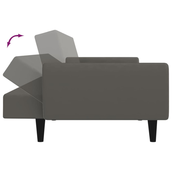 Dvivietė sofa-lova, tamsiai pilkos spalvos, aksomas