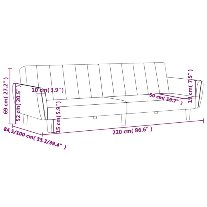 Dvivietė sofa-lova, tamsiai pilkos spalvos, aksomas