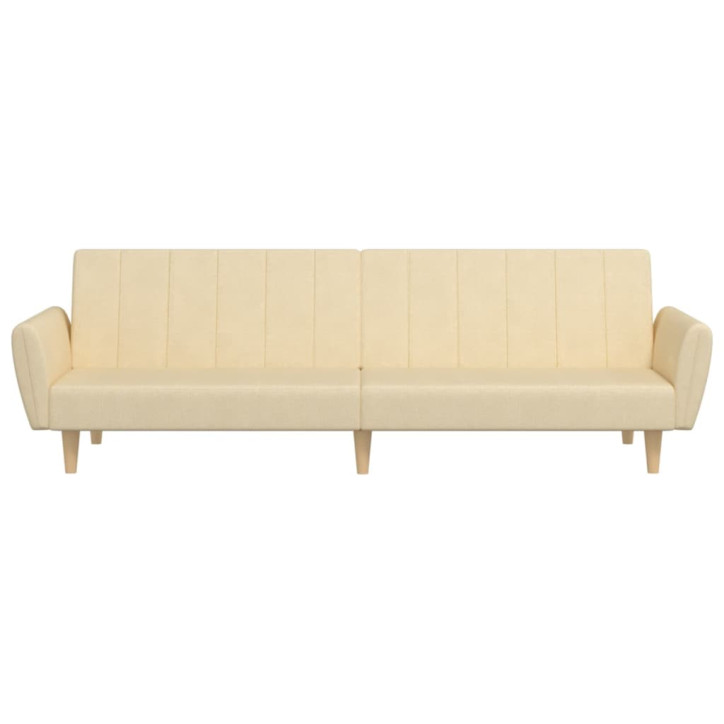 Dvivietė sofa-lova, kreminės spalvos, audinys