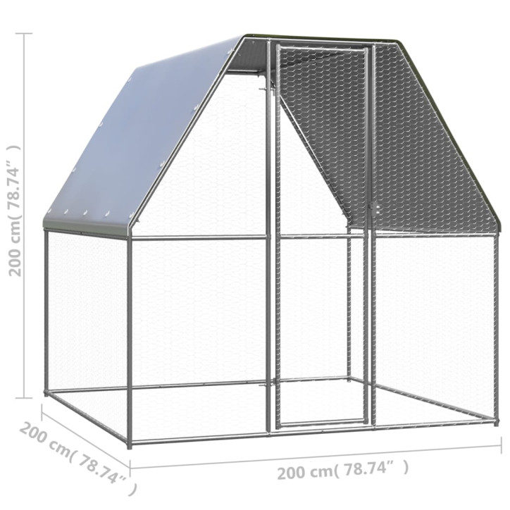 Narvas viščiukams, sidabrinis ir pilkas, 2x2x2m, plienas