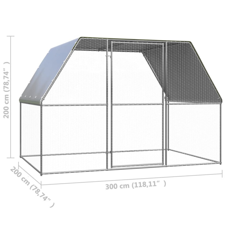 Narvas viščiukams, sidabrinis ir pilkas, 3x2x2m, plienas